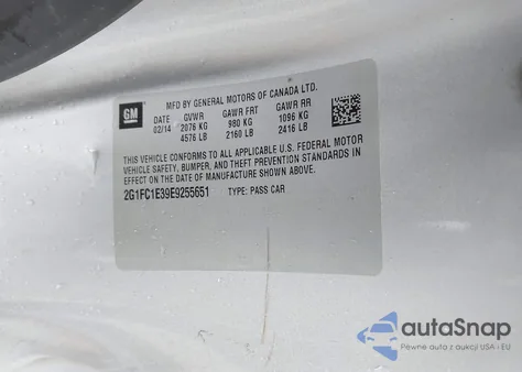 2014 Chevrolet Camaro 2Lt z USA, uszkodzony, nr VIN 2G1FC1E39E9255651